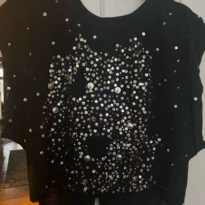 Free People Black Sequin Muscle Tee NWT